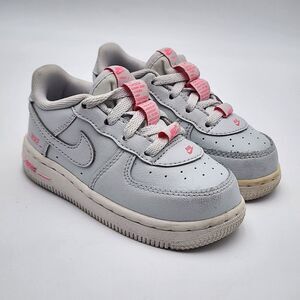 Toddlers Nike Air Force 1 LV8 Trainers CW0986 002 Grey/Pink Size 7C SEE‎ PHOTOS